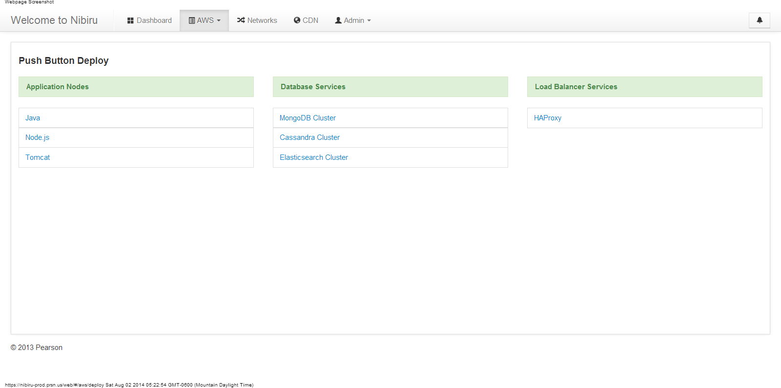 Nibiru push-button deployment interface